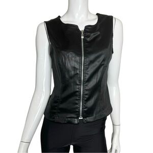Wrapper Satin Front Stretchy Back Zip-Up Vest